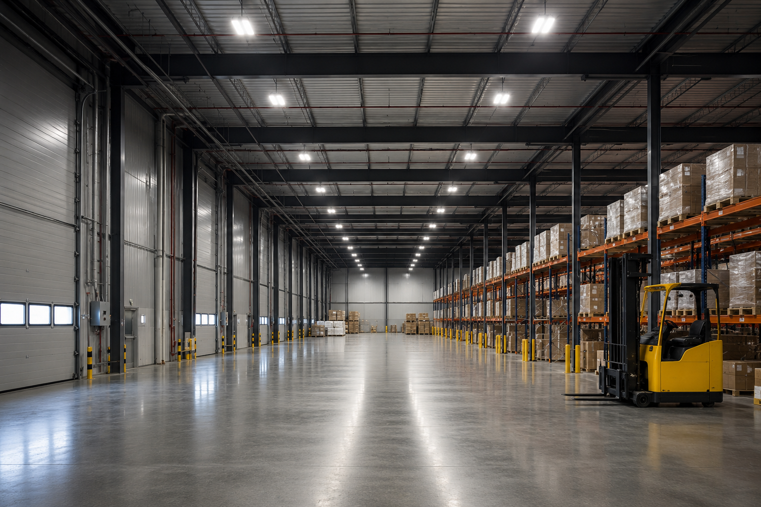Entrepôt logistique, projecteur étanche grande hauteur GLAPA